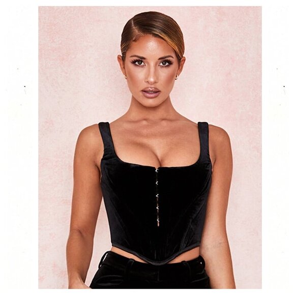 House of CB Tops - House of CB Flaminia Velvet Corset Top